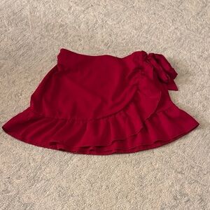 Chic Red Ruffle Wrap Skirt Size 6